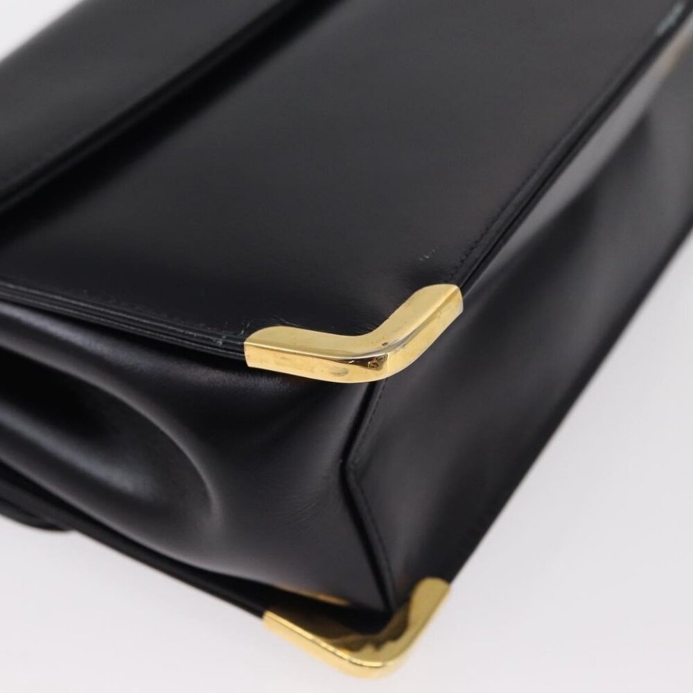 Authentic Christian Dior Shoulder Bag Leather Navy Gold - Picture 7 of 16